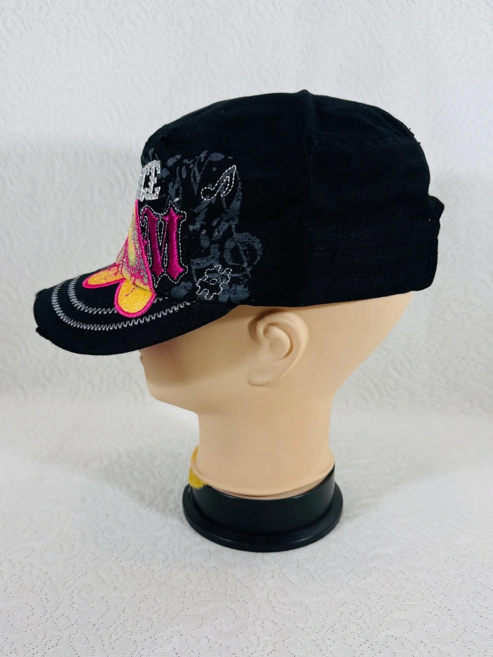 New With Tag Dance Mom Women Black Cap with Pink & Yellow Ballet Shoes